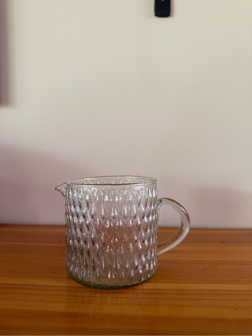 Textured Clear Glass Pitcher Jug